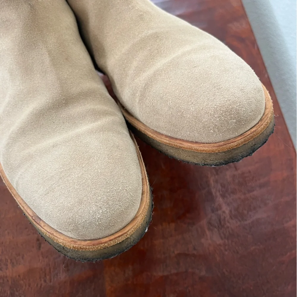 Oliver Cabell Chelsea men's tan academia preppy neutral pull on boots sz 41 (8)